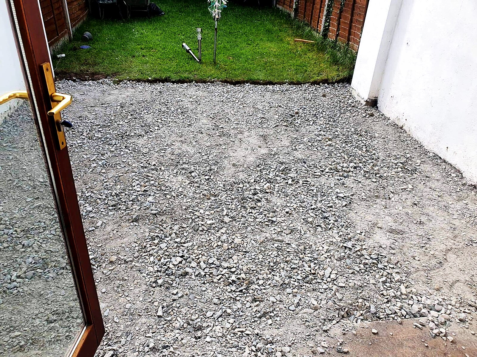Compacted stone sub-base ready for paving